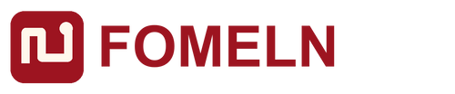 Fomeln dark red wordmark and geometric rug mark